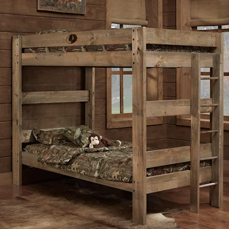 Twin Rustic Bunk Bed with Ladder